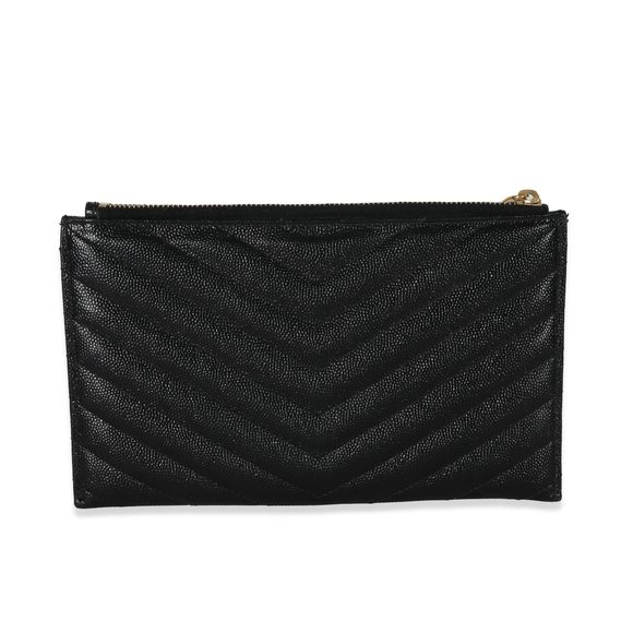 Saint Laurent Black Graine De Poudre Bill Zip Pouch - Picture 3 of 7